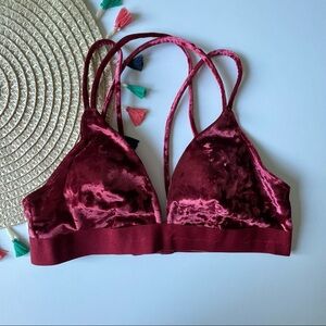 Victoria's Secret PINK Velvet Triangle Bralette Merlot Night Large NEW